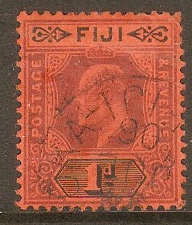 Fiji 1903 1d Dull purple and black on red. SG105.